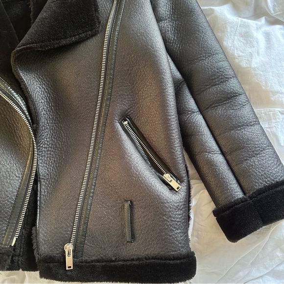 Zara faux fur leather jacket size XS - Picture 6 of 11